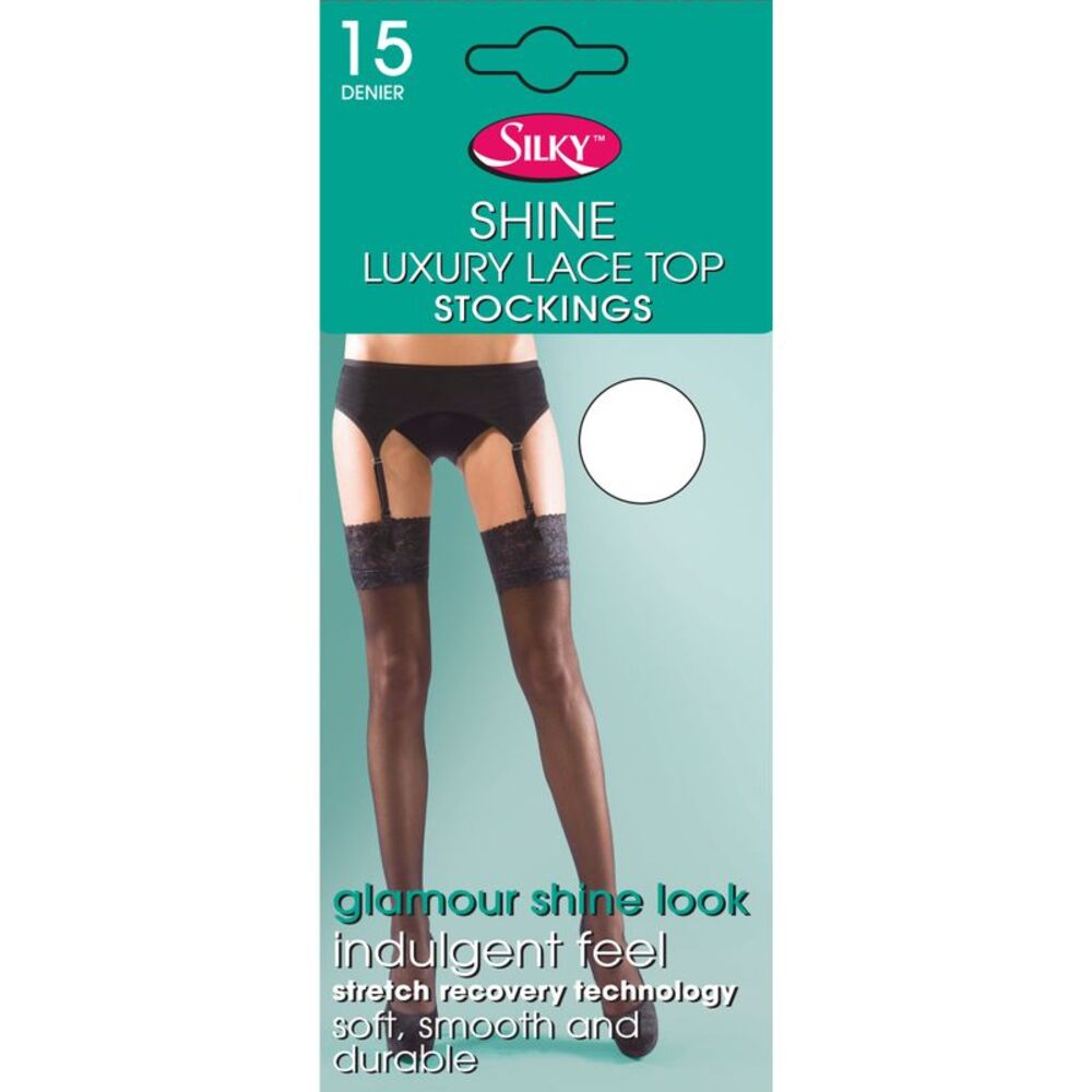 Silky Womens/Ladies Shine Lace Stockings (1 Pair) / White